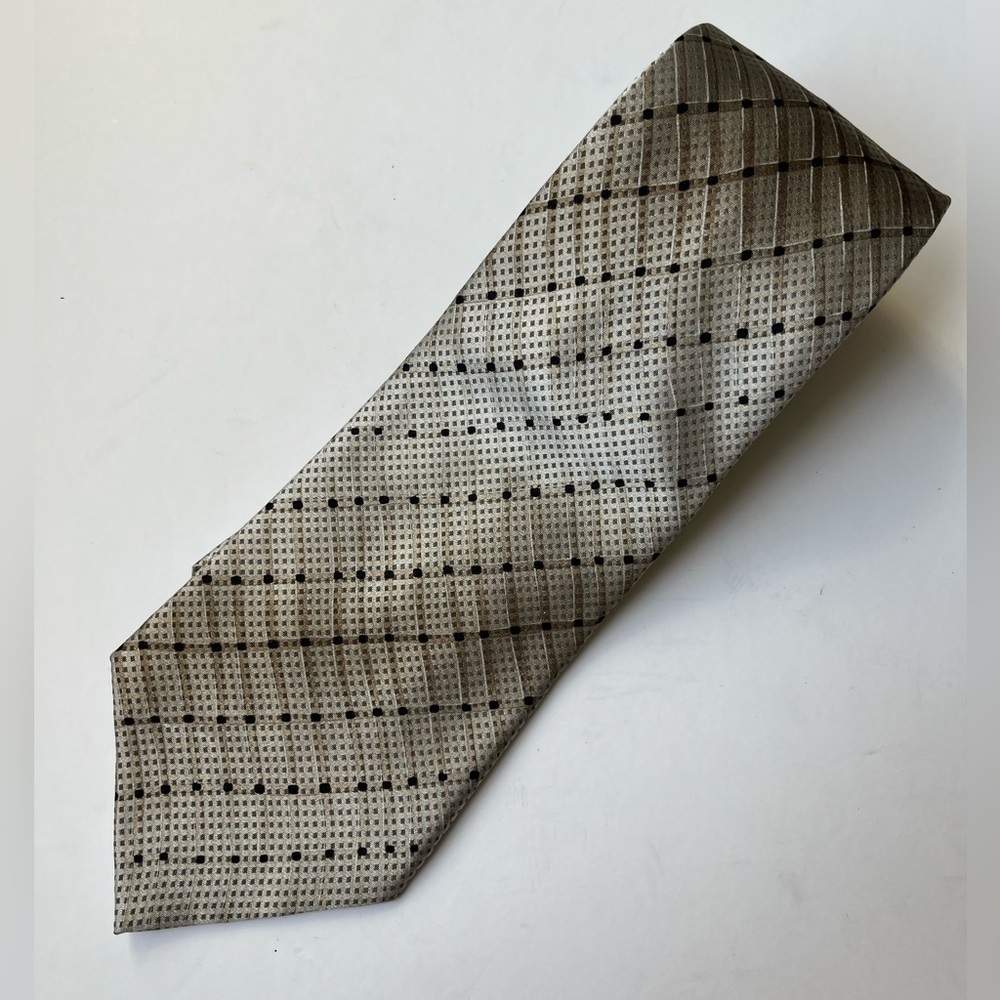 Eton Men's Silk Tie Silver 62 Inch Made in France